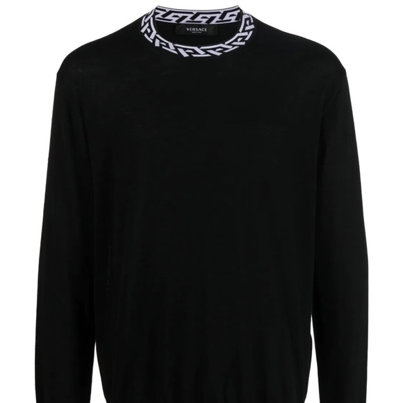 Versace Greca Wool Jumper Long-Sleeve Shirt Black Men’s EU 46/US Small - Picture 1 of 8